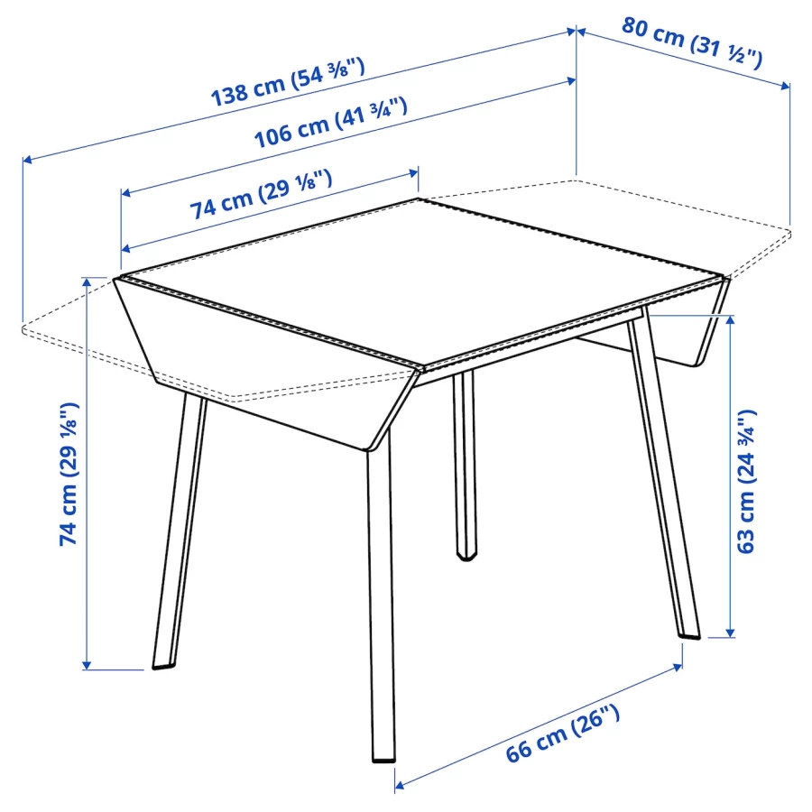 Столик откидной - IKEA PS 2012, 74/106/138x80 см, бамбук/белый, ПС 2012 ИКЕА (изображение №4)