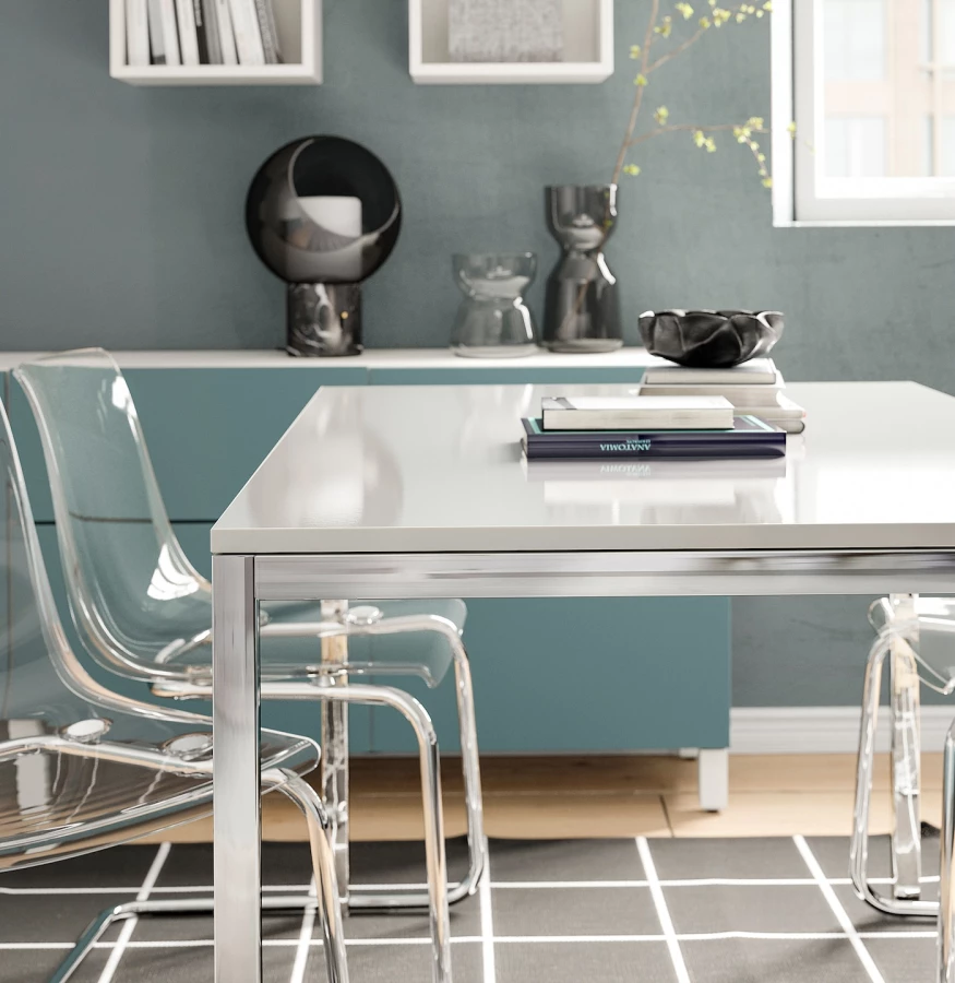 Стол обеденный - IKEA TORSBY, 135х85х75 см, белый/металлик, ТОРСБИ ИКЕА (изображение №3)