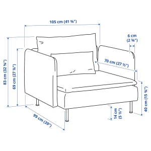 Второе фото. Кресло - IKEA SÖDERHAMN / SODERHAMN / СЁДЕРХАМН ИКЕА 105х99х83 см, серый