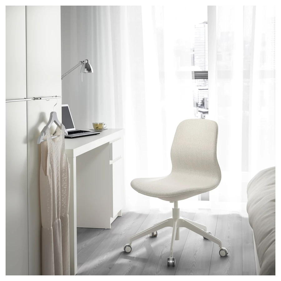Офисный стул - IKEA LÅNGFJÄLL/LANGFJALL, 68x68x92см, белый, ЛОНГФЬЕЛЛЬ ИКЕА (изображение №5)