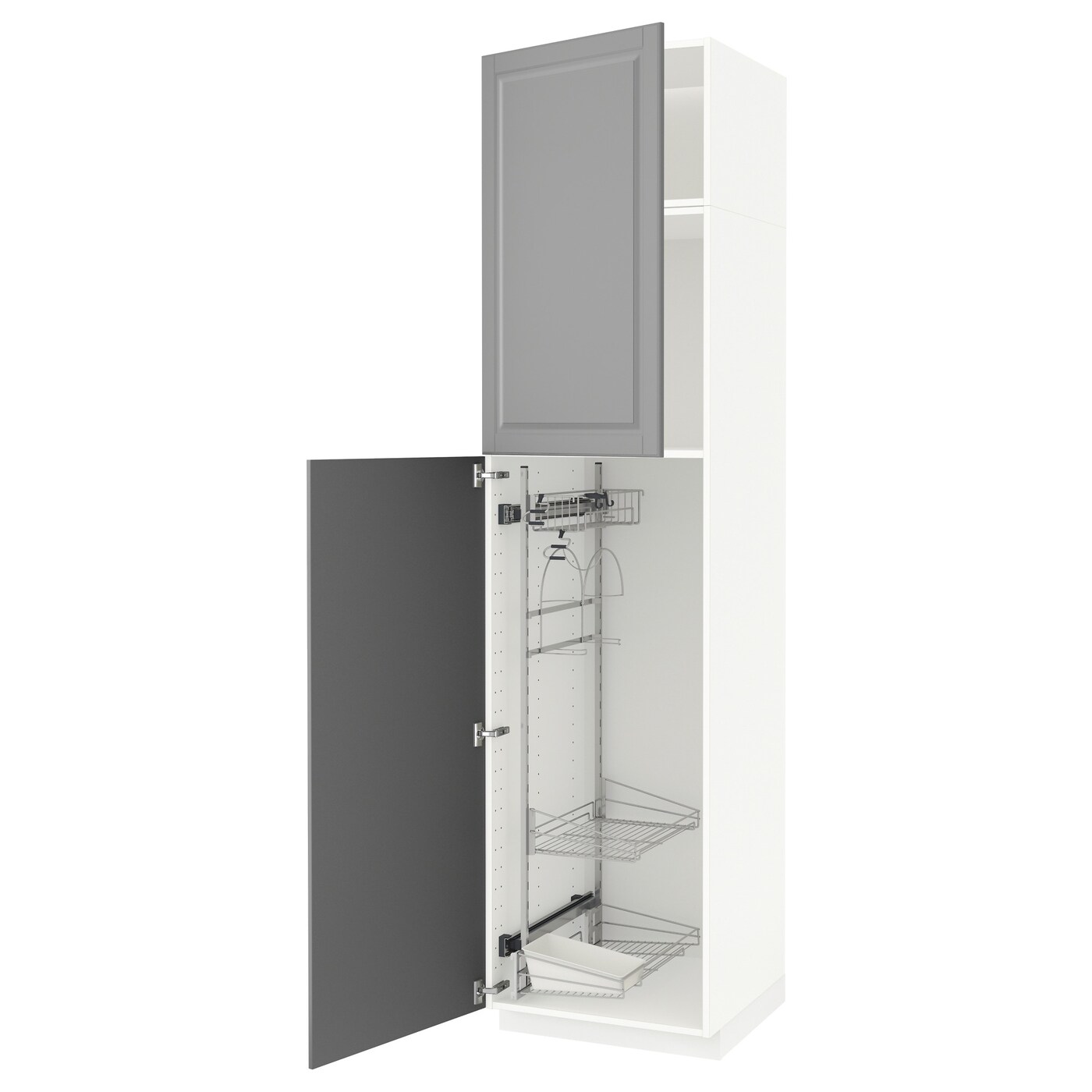 Высокий шкаф/бытовой - IKEA METOD/МЕТОД ИКЕА, 240х60х60 см, белый/серый
