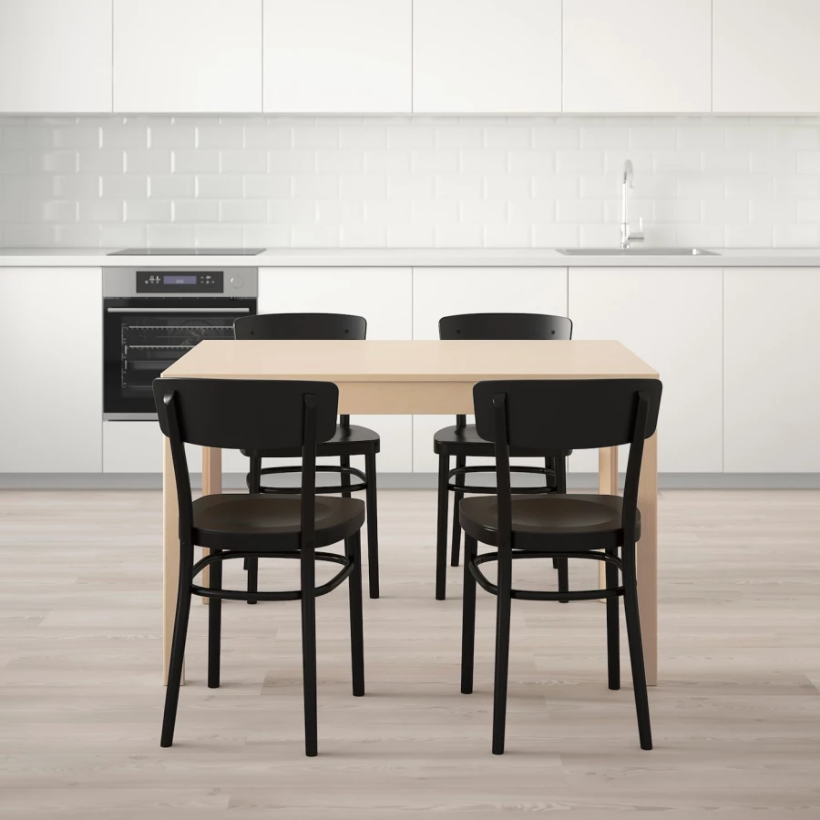 Стол и 4 стула - EKEDALEN / IDOLF  IKEA/ ЭКЕДАЛЕН/ИДОЛЬФ ИКЕА, 180/120 см, бежевый/черный (изображение №2)