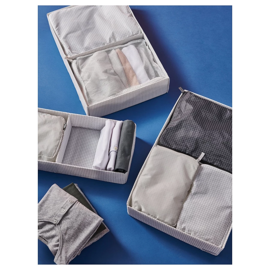 Набор сумок для одежды 3 шт - RENSARE  IKEA/ РЕНСАРЕ ИКЕА, 22х11х3 см, белый/серый (изображение №3)