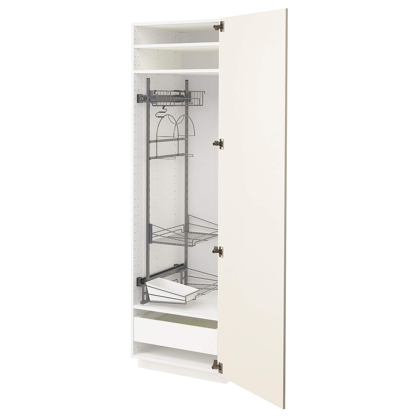Высокий шкаф/бытовой - IKEA METOD/MAXIMERA/МЕТОД/МАКСИМЕРА ИКЕА, 200х60х60 см, белый/кремовый
