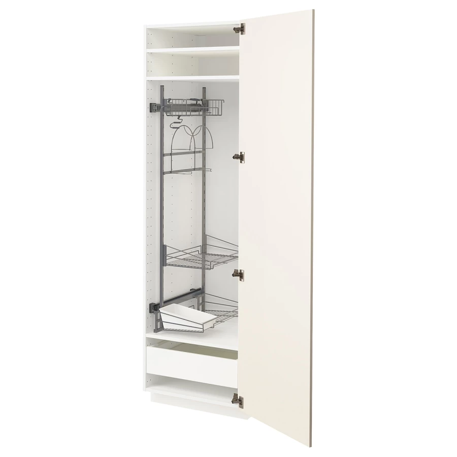 Высокий шкаф/бытовой - IKEA METOD/MAXIMERA/МЕТОД/МАКСИМЕРА ИКЕА, 200х60х60 см, белый/кремовый (изображение №1)