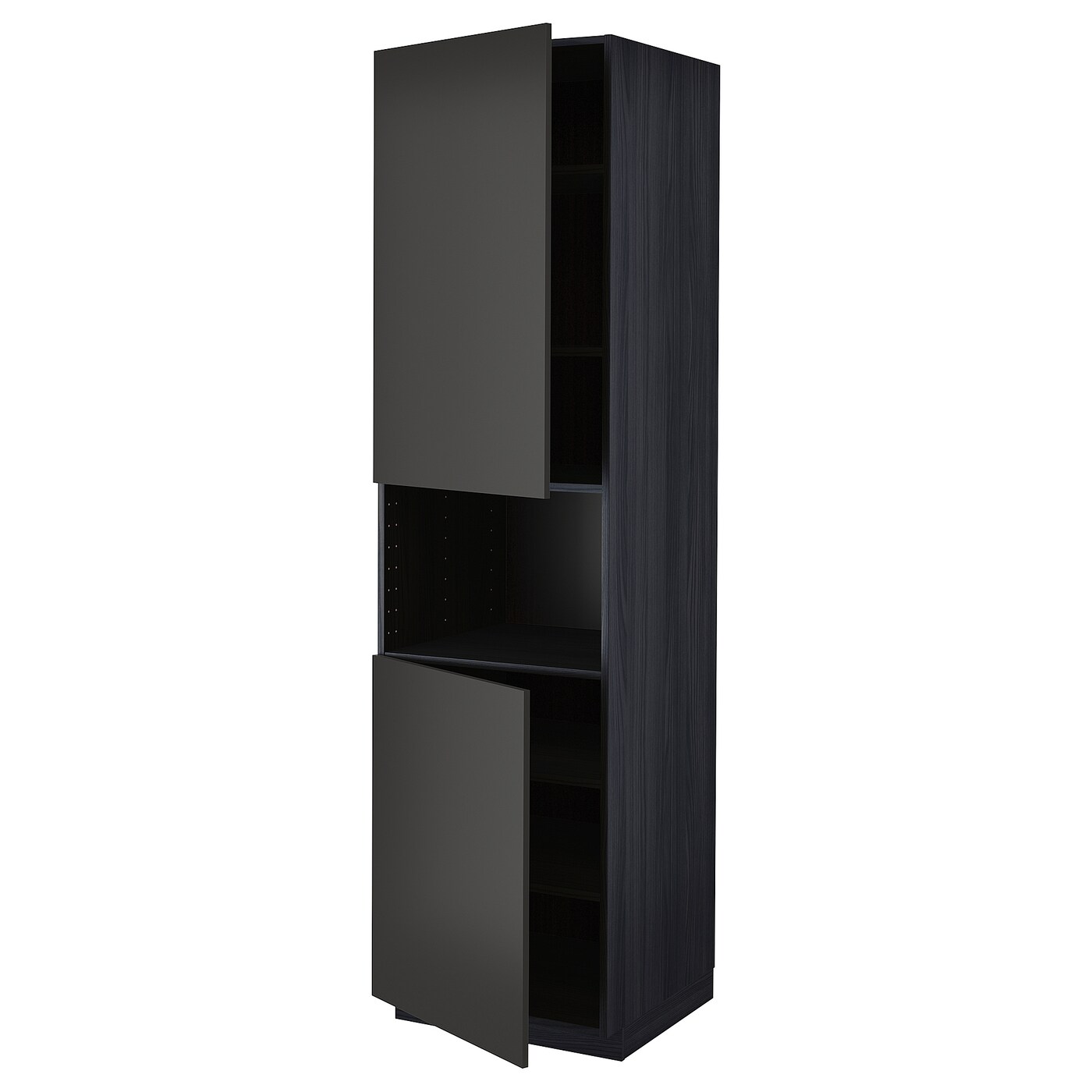 Высокий кухонный шкаф с полками - IKEA METOD/МЕТОД ИКЕА, 220х60х60 см, черный