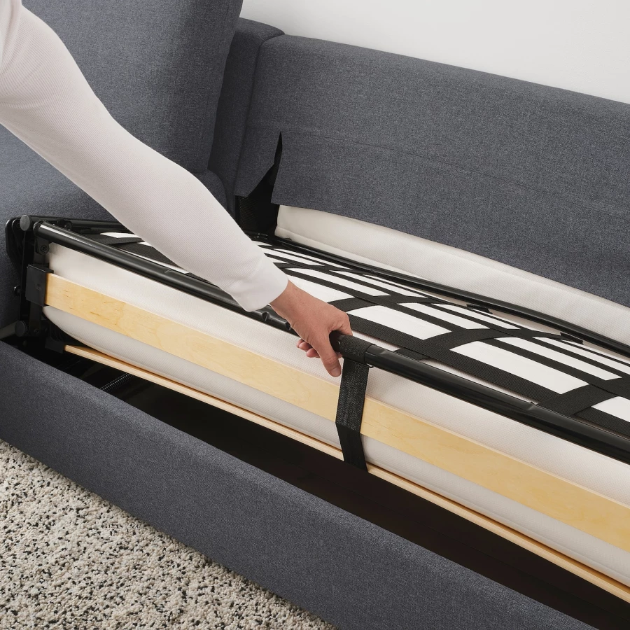 3-местный диван с шезлонгом - IKEA VIMLE, 98x275см, темно-серый, ВИМЛЕ ИКЕА (изображение №6)