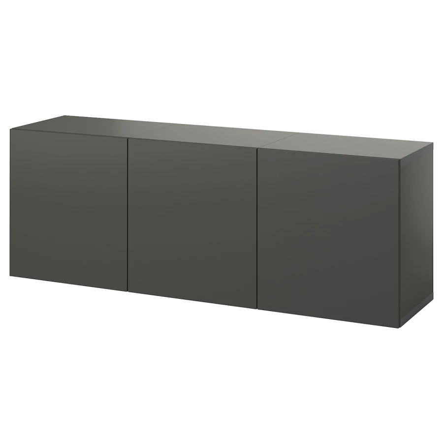 Комбинация навесного шкафа - IKEA BESTÅ/BESTA/БЕСТО ИКЕА, 64х42х180 см, темно-серый (изображение №1)