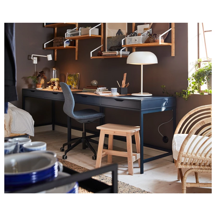 Офисный стул - IKEA LÅNGFJÄLL/LANGFJALL, 68x68x92см, синий, ЛОНГФЬЕЛЛЬ ИКЕА (изображение №10)
