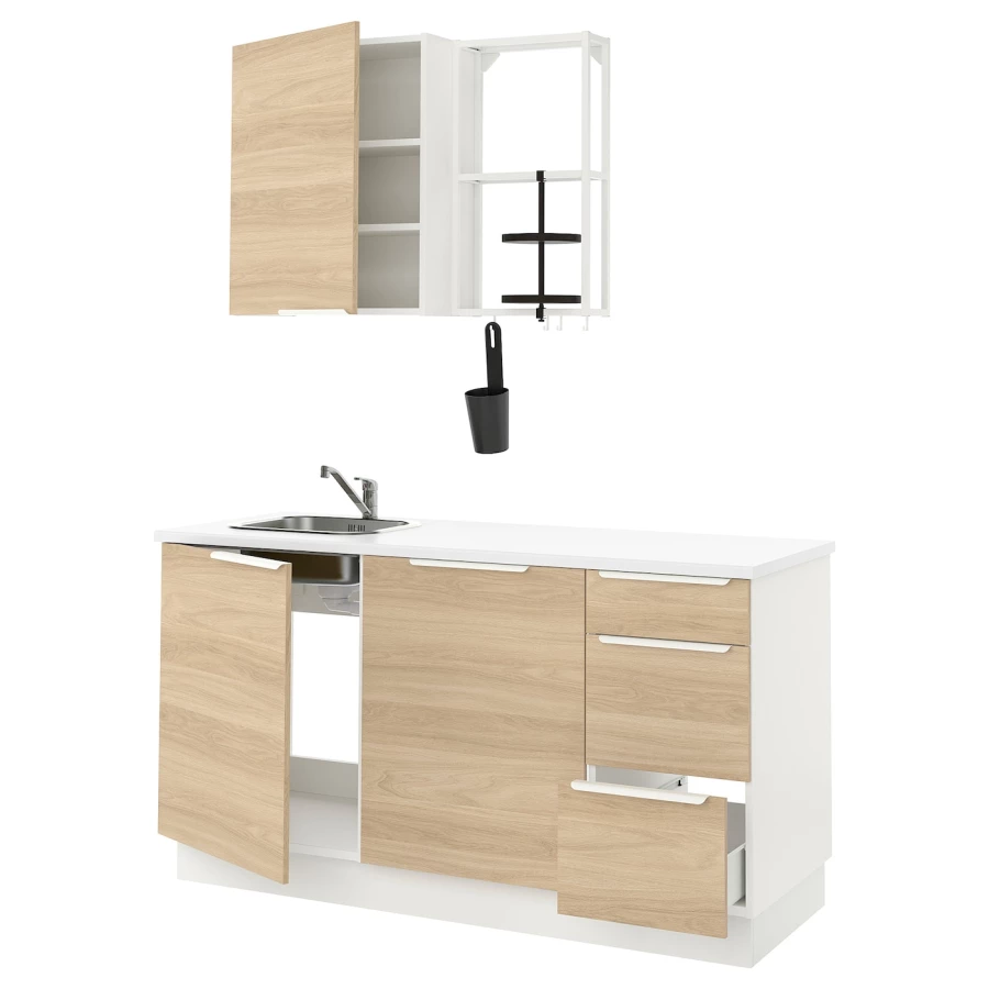 Кухня -  ENHET  IKEA/ ЭНХЕТ ИКЕА, 222х163 см, белый/бежевый (изображение №1)