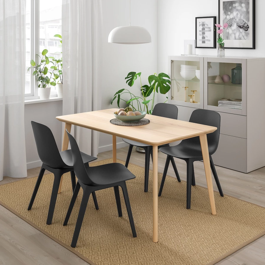 Набор кухонных столов- LISABO/ODGER IKEA/ ЛИСАБО/ОДГЕР ИКЕА, 140х78х74 см, черный/бежевый (изображение №2)