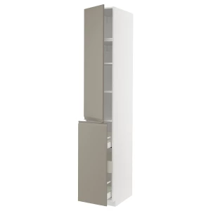 Высокий шкаф - IKEA METOD/MAXIMERA/МЕТОД/МАКСИМЕРА ИКЕА, 240х60х40 см, белый/серый