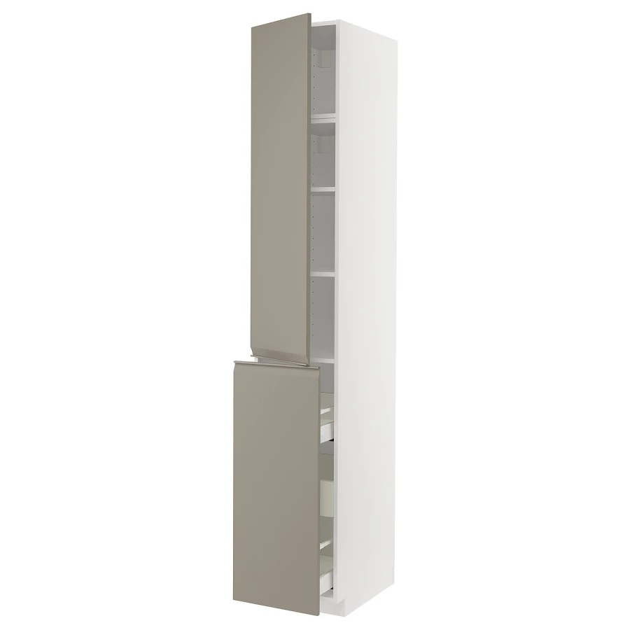 Высокий шкаф - IKEA METOD/MAXIMERA/МЕТОД/МАКСИМЕРА ИКЕА, 240х60х40 см, белый/серый (изображение №1)