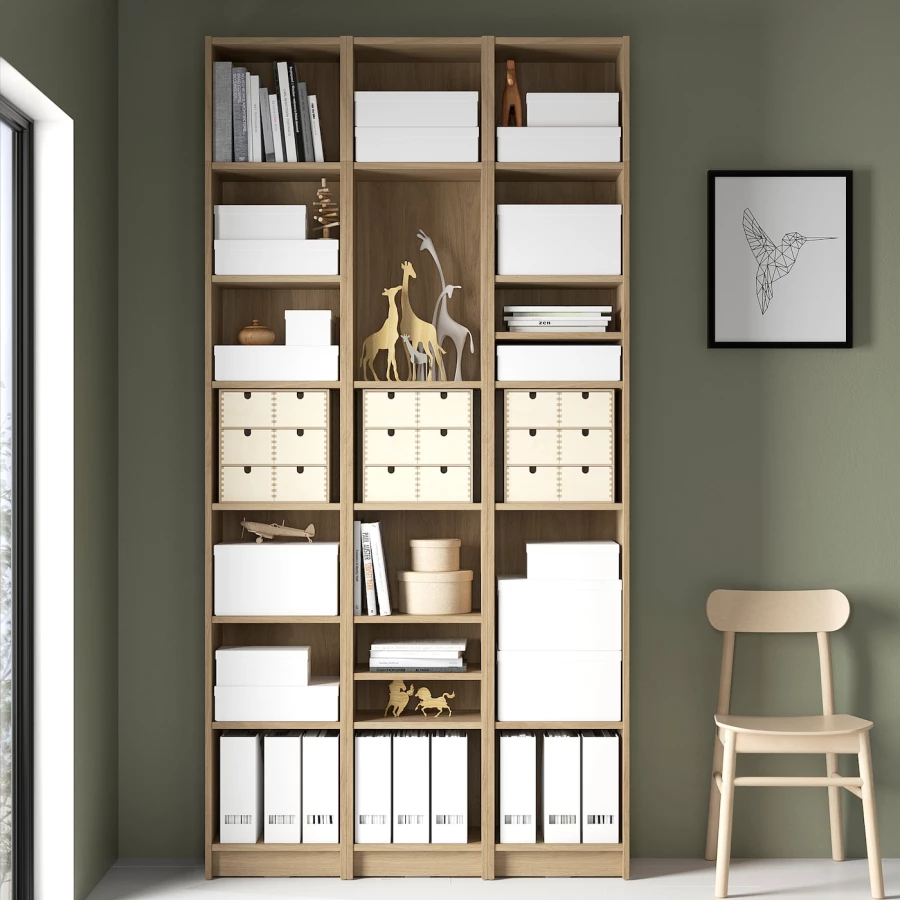 Книжный шкаф -  BILLY IKEA/ БИЛЛИ ИКЕА, 120х28х237 см,под беленый дуб (изображение №5)