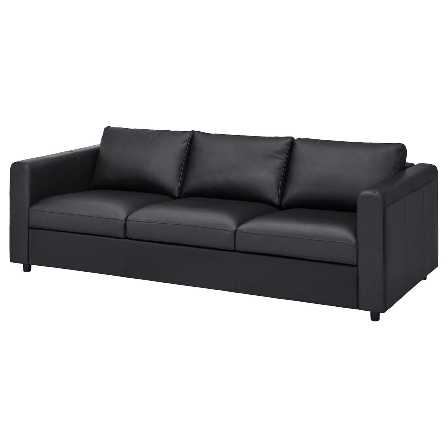 3-местный диван - IKEA VIMLE, 241х98х80 см, черный, кожа, ВИМЛЕ ИКЕА (изображение №1)