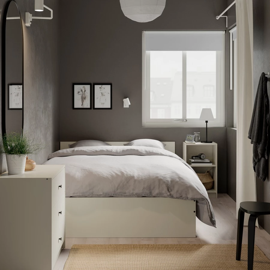 Двуспальная кровать - IKEA GURSKEN/LURÖY/LUROY, 200х140 см, бежевый, ГУРСКЕН/ЛУРОЙ ИКЕА (изображение №4)