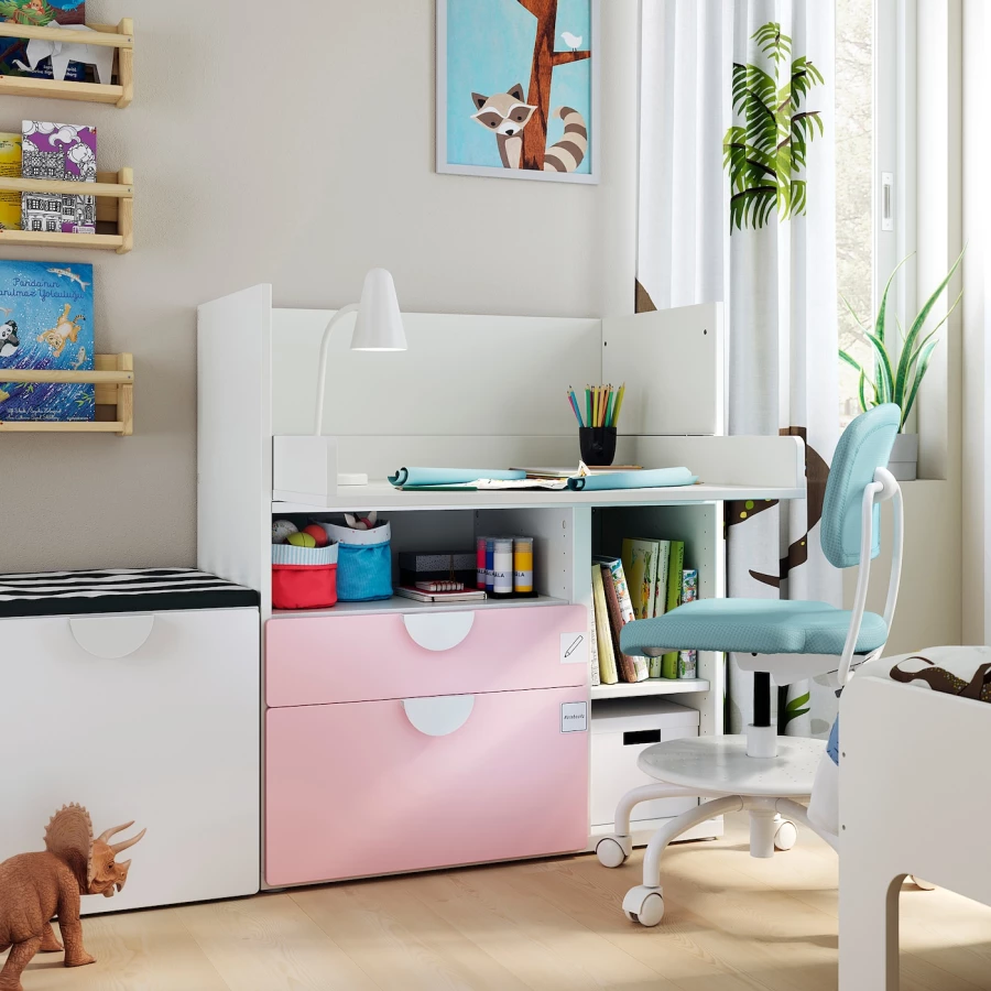 Стол детский - IKEA SMÅSTAD /SMASTAD/СМОСТАД ИКЕА, 90x79x100 см, белый/розовый (изображение №2)