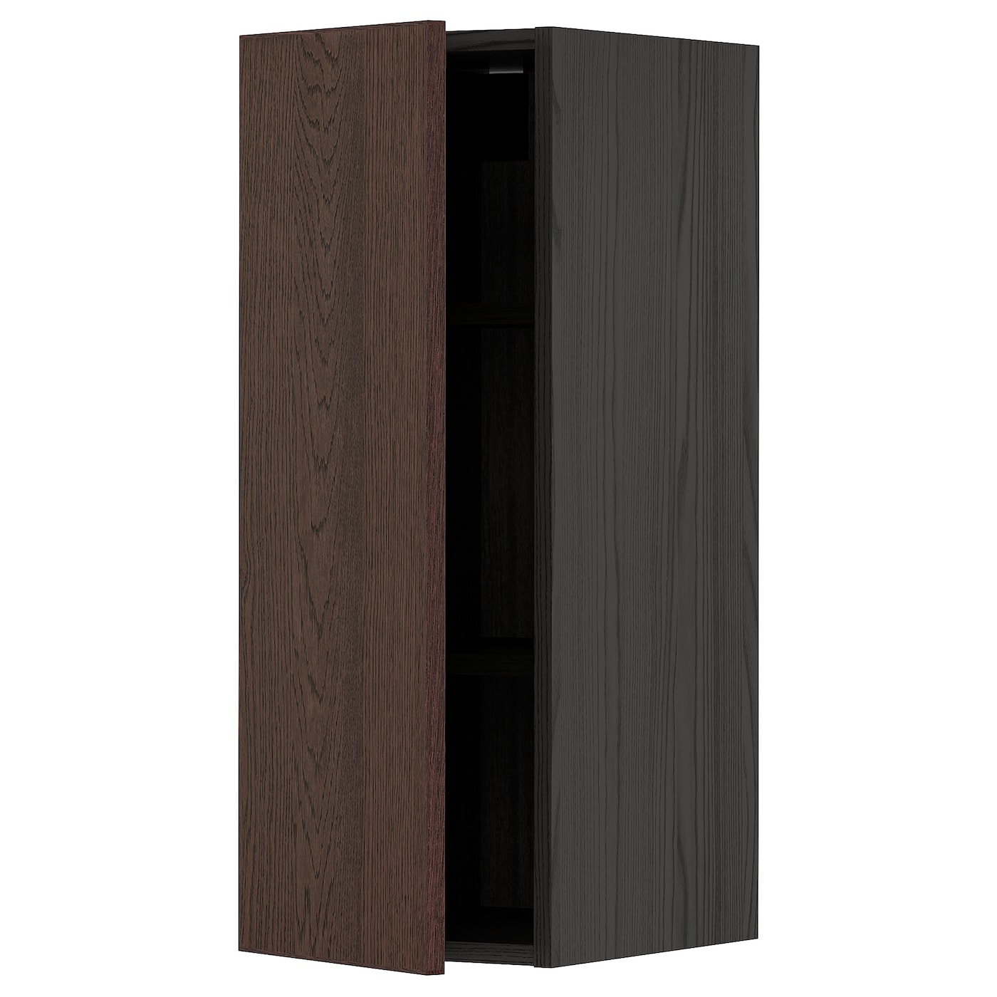 Навесной шкаф с полкой - METOD IKEA/ МЕТОД ИКЕА, 80х30 см, коричневый/черный