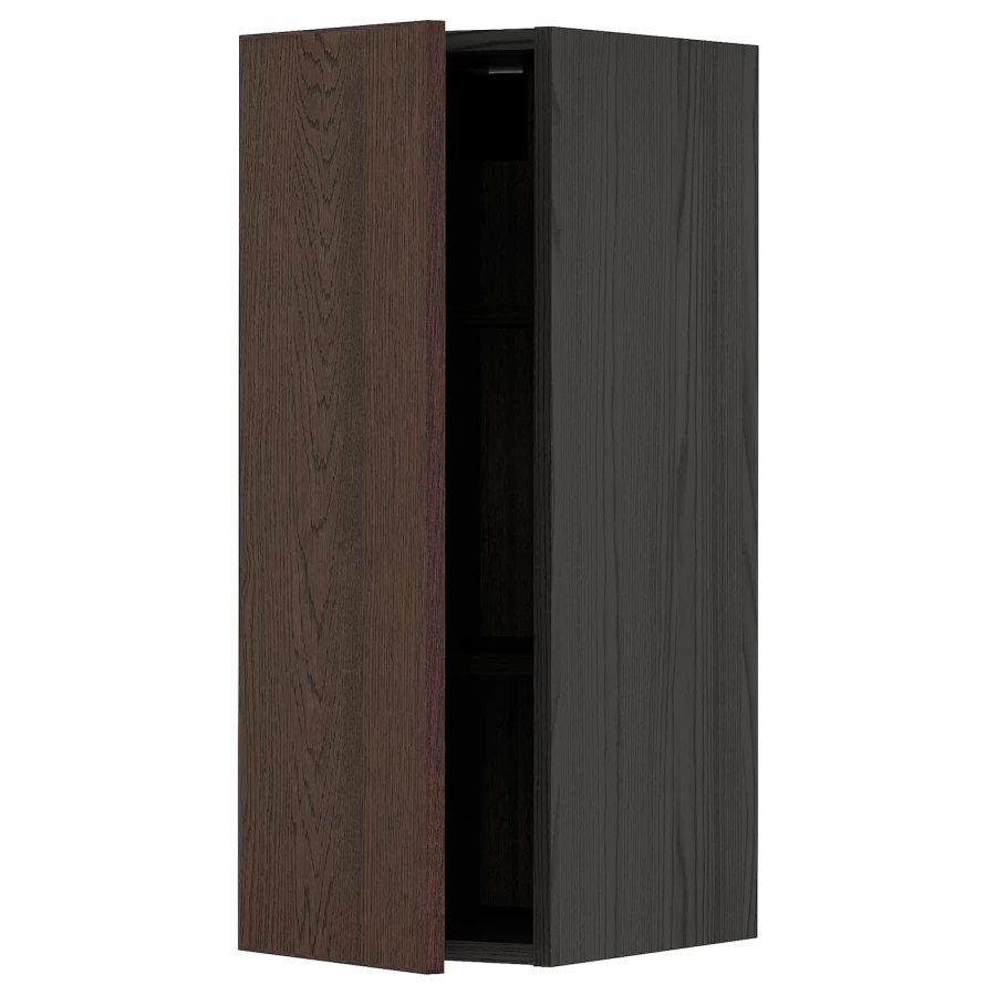 Навесной шкаф с полкой - METOD IKEA/ МЕТОД ИКЕА, 80х30 см, коричневый/черный (изображение №1)