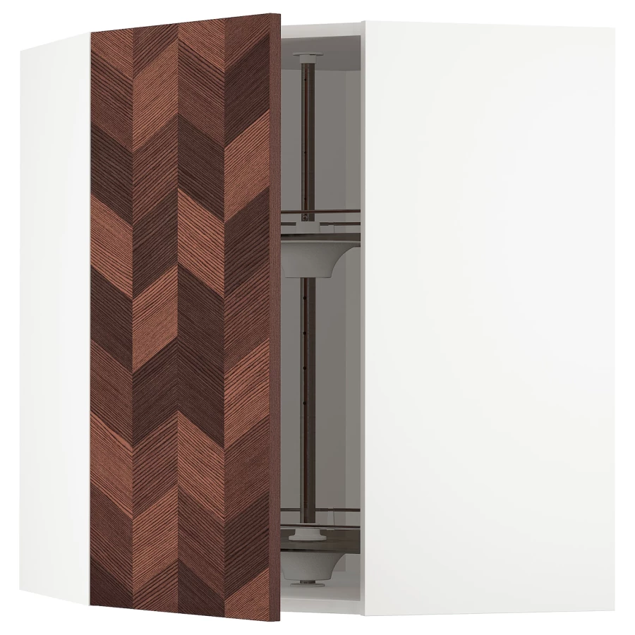 Угловой навесной шкаф с каруселью - METOD  IKEA/  МЕТОД ИКЕА, 100х68  см, белый/коричневый (изображение №1)