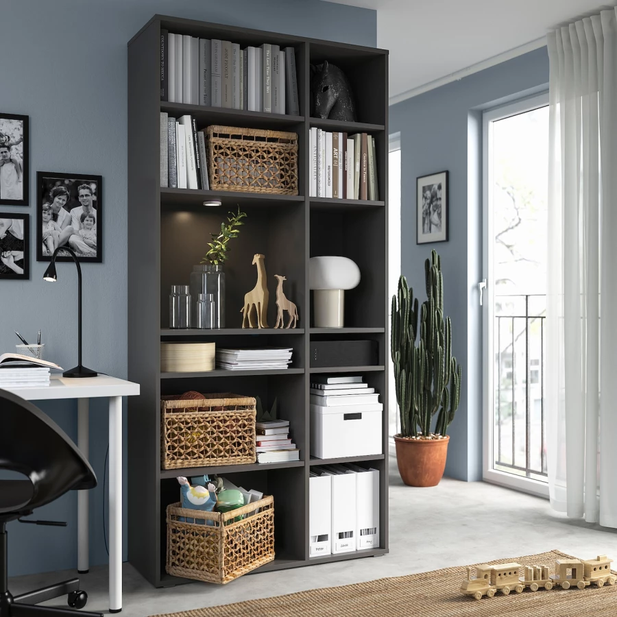 Книжный шкаф  - VIHALS IKEA/ ВИХАЛС ИКЕА,96х37х200 см,  черный (изображение №3)