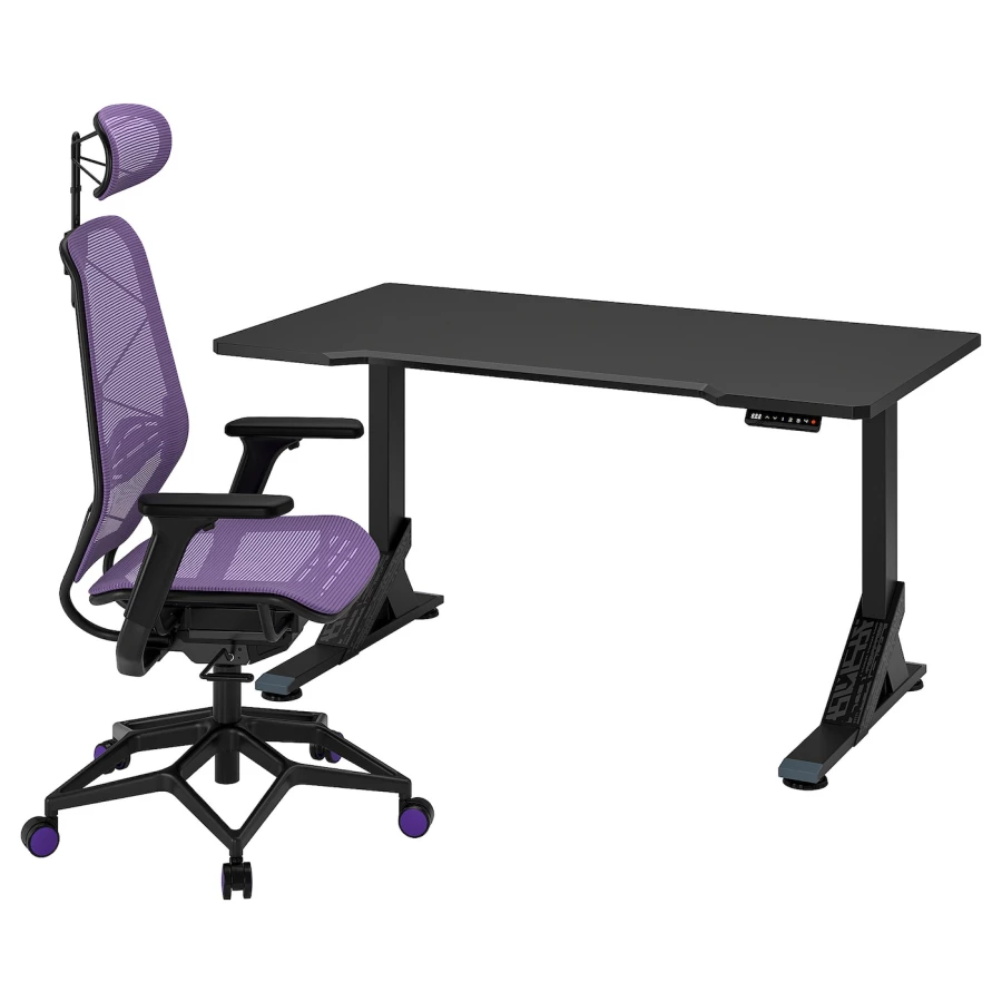 Игровой стол и стул - IKEA UPPSPEL/STYRSPEL, черный, 140х80 см, УППСПЕЛ/СТИРСПЕЛ ИКЕА (изображение №1)