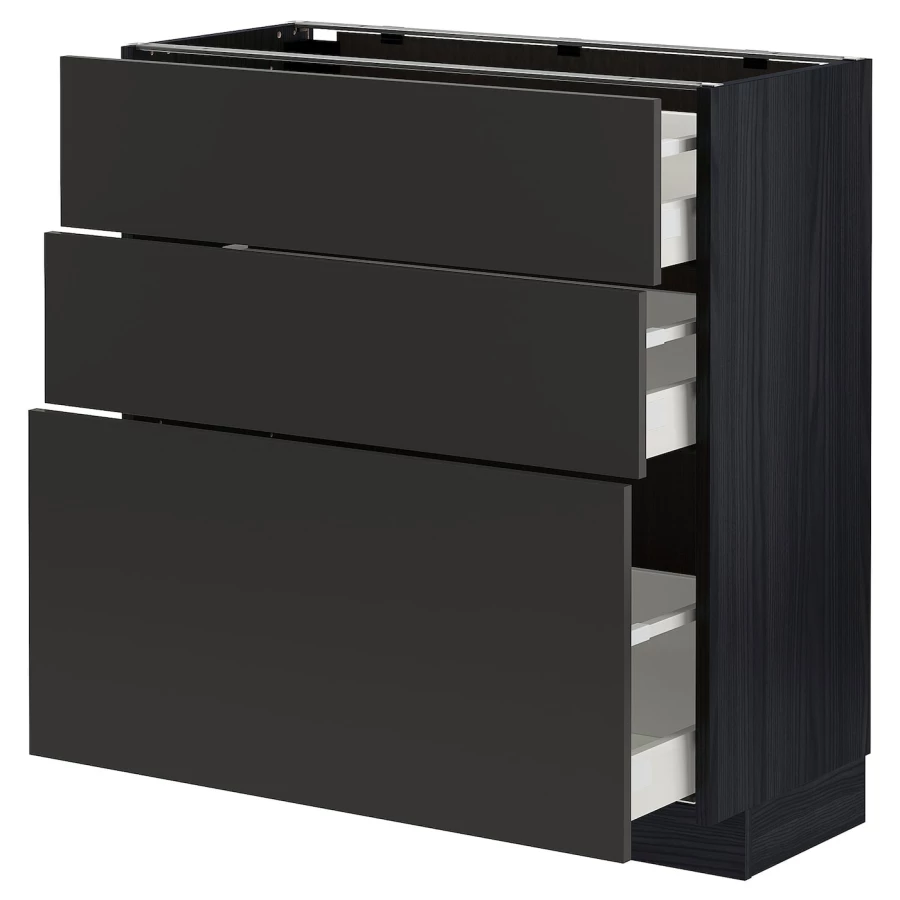 Напольный кухонный шкаф  - IKEA METOD MAXIMERA, 88x39x80см, черный, МЕТОД МАКСИМЕРА ИКЕА (изображение №1)