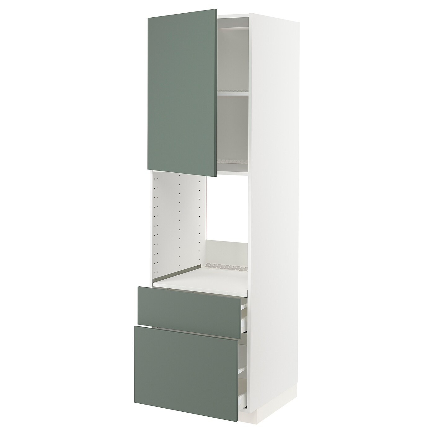 Высокий шкаф с ящиками - IKEA METOD/MAXIMERA/МЕТОД/МАКСИМЕРА ИКЕА, 200х60х60 см, белый/темно-зеленый