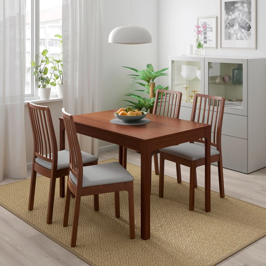 Стол и 4 стула - IKEA EKEDALEN/ЭКЕДАЛЕН ИКЕА, 120/180х80 см, коричневый/серый (изображение №8)
