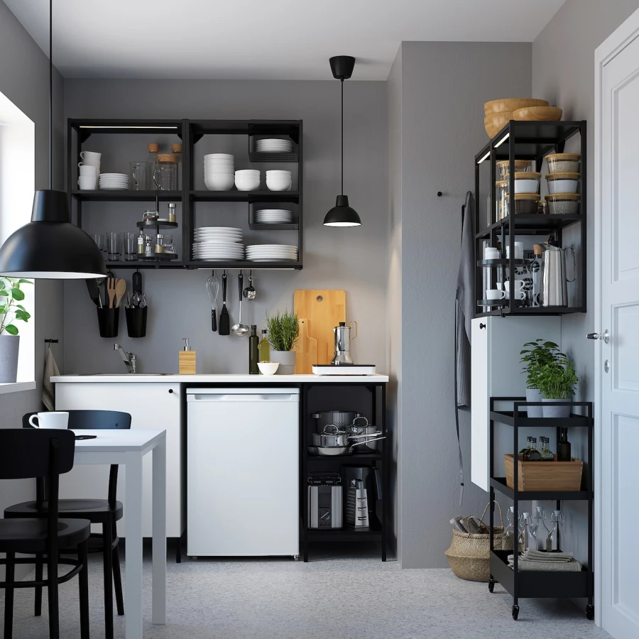 Кухня -  ENHET  IKEA/ ЭНХЕТ ИКЕА, 222х163 см, белый/черный (изображение №2)