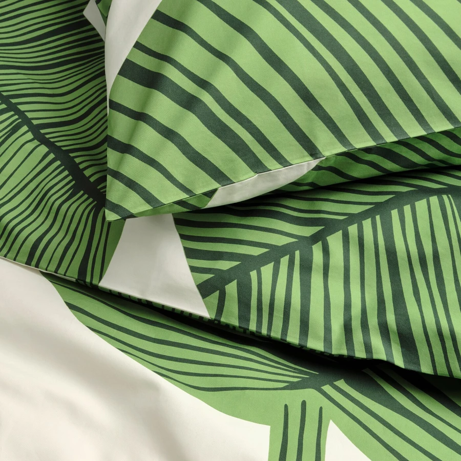 Пододеяльник и 2 наволочки - KUNGSCISSUS IKEA/ КУНГСКИССУС ИКЕА, 200/50/60 см, зеленый/белый (изображение №3)