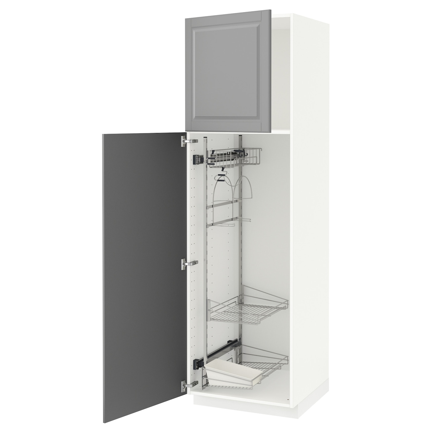 Высокий шкаф/бытовой - IKEA METOD/МЕТОД ИКЕА, 200х60х60 см, белый/серый
