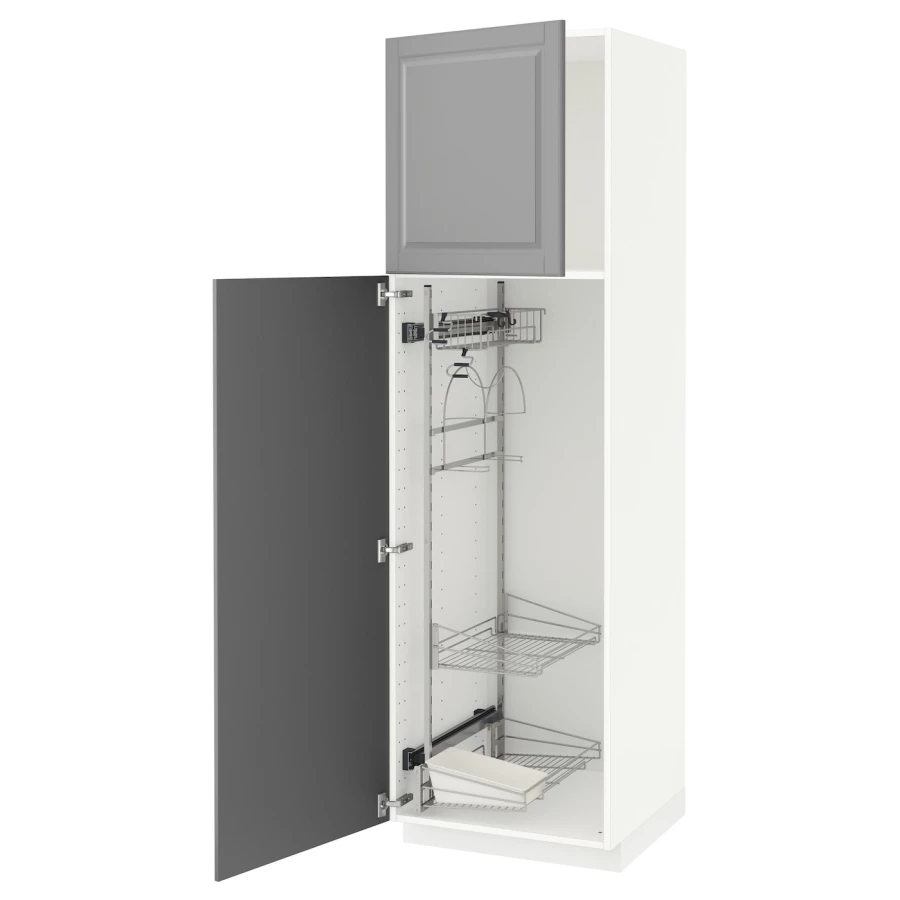 Высокий шкаф/бытовой - IKEA METOD/МЕТОД ИКЕА, 200х60х60 см, белый/серый (изображение №1)