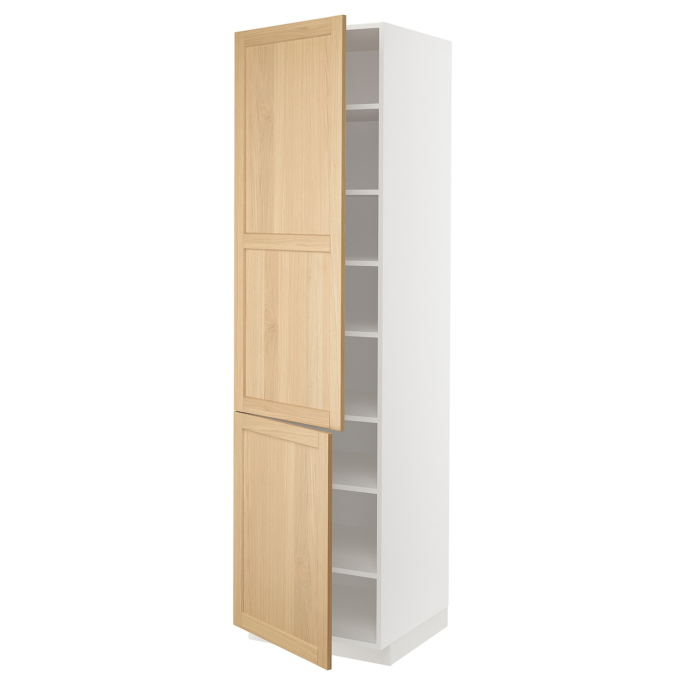 Высокий кухонный шкаф с полками - IKEA METOD/МЕТОД ИКЕА, 220х60х60 см, белый/светло-коричневый