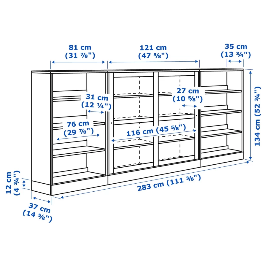 Комбинация раздвижных стеклянных дверей - IKEA HAVSTA/ХАВСТА ИКЕА, 134х37х283 см, серый (изображение №5)