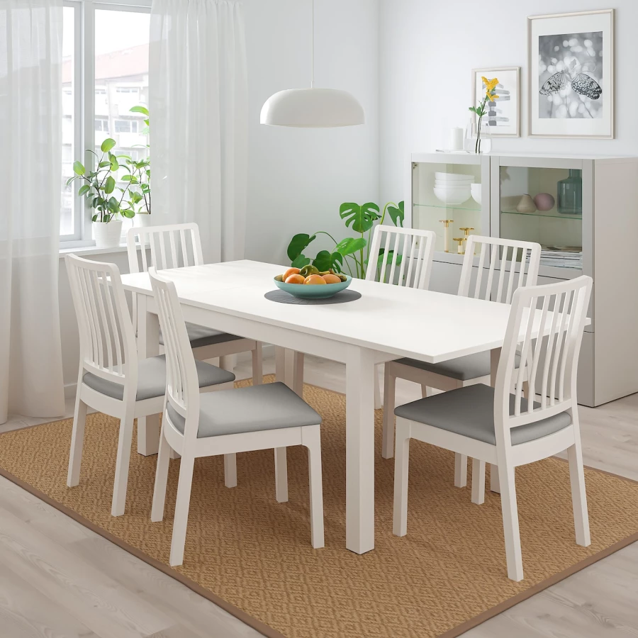 Стол и 4 стула - IKEA EKEDALEN/ЭКЕДАЛЕН ИКЕА, 120х180x80 см, белый/серый (изображение №3)