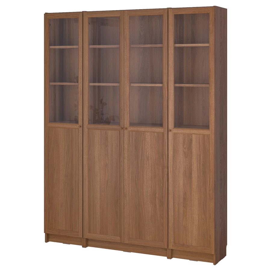 Книжный шкаф -  BILLY / OXBERG IKEA/ БИЛЛИ/ ОКСБЕРГ ИКЕА, 160х202 см,  коричневый (изображение №1)