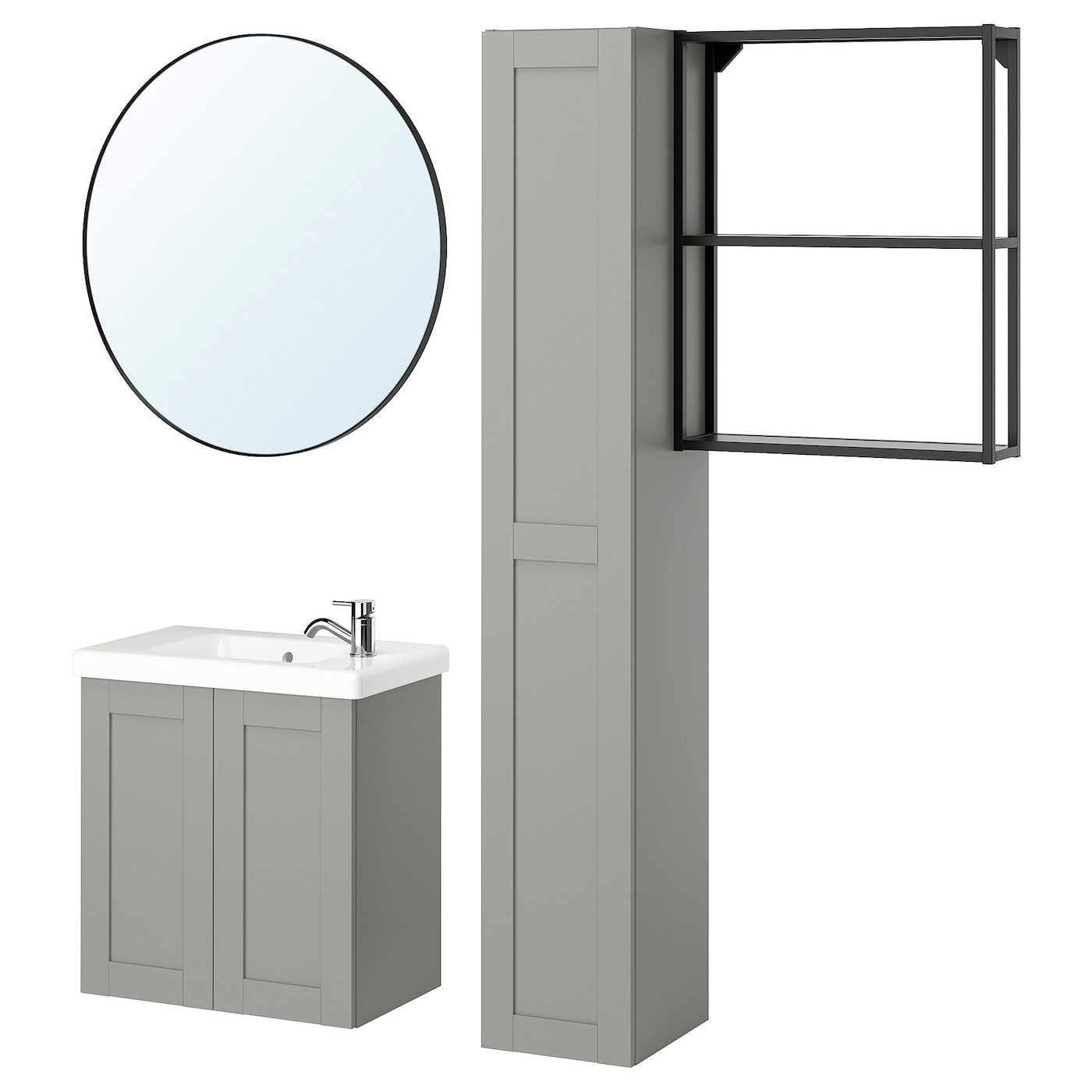 Комбинация для ванной - IKEA ENHET, 64х33х65 см, антрацит/серый, ЭНХЕТ ИКЕА