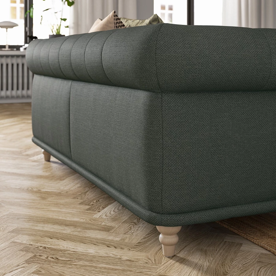 3-местный диван - IKEA VISKAFORS, 74x90x224см, зеленый, ВИСКАФОРС ИКЕА (изображение №7)