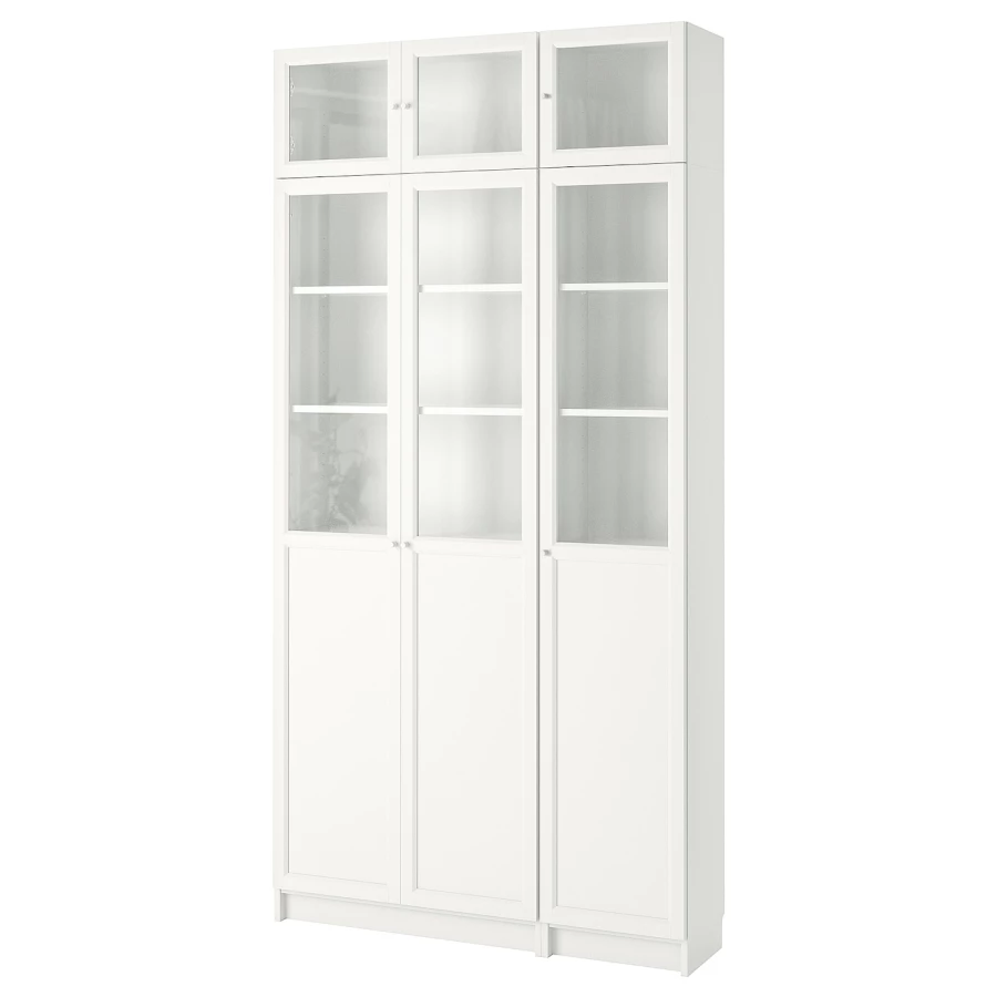 Книжный шкаф с дверцей - BILLY/OXBERG IKEA/ БИЛЛИ/ОКСБЕРГ ИКЕА, 30х120х237 см, белый (изображение №1)