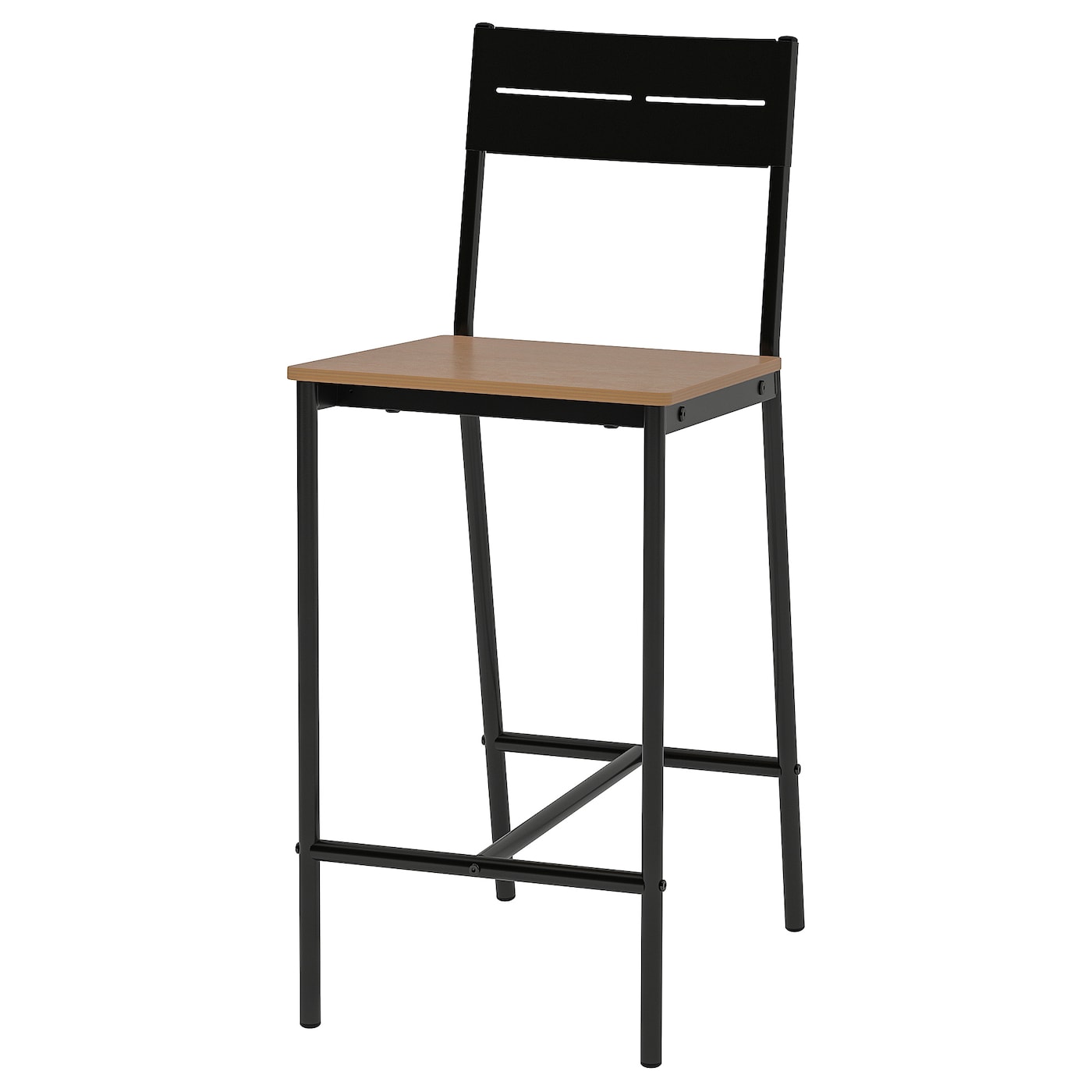 Барный стул - IKEA SANDSBERG/ САНДСБЕРГ ИКЕА , 37х39х91 см, черный/коричневая морилка