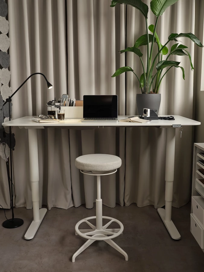 Табурет-опора для работы сидя/стоя - IKEA LIDKULLEN/ЛИДКУЛЛЕН ИКЕА, 60 см, бежевый/белый (изображение №7)