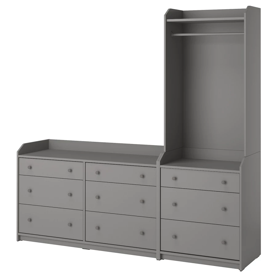 Открытый шкаф - HAUGA IKEA/ХАУГА ИКЕА, 46х208х199 см, серый (изображение №1)