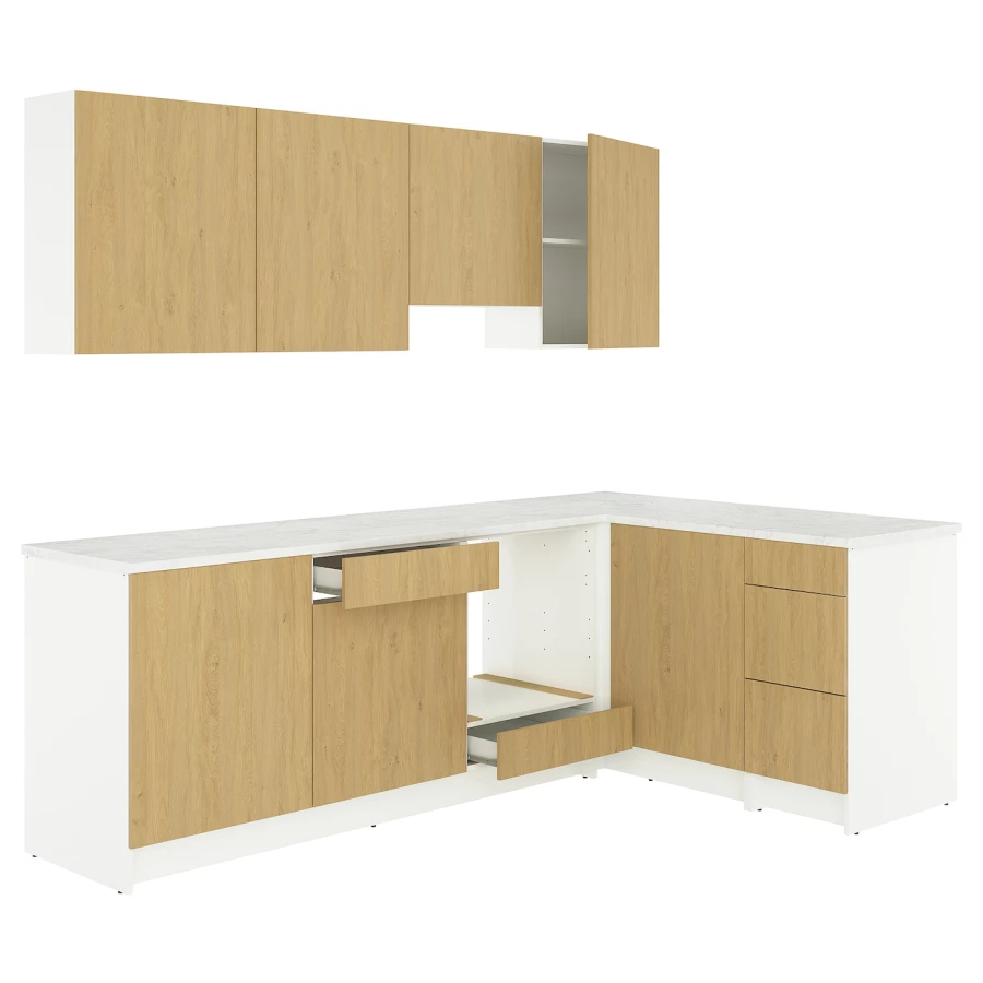 Комбинация кухонная угловая - KNOXHULT IKEA/ КНОКСХУЛЬТ ИКЕА, белый/под беленный дуб (изображение №1)