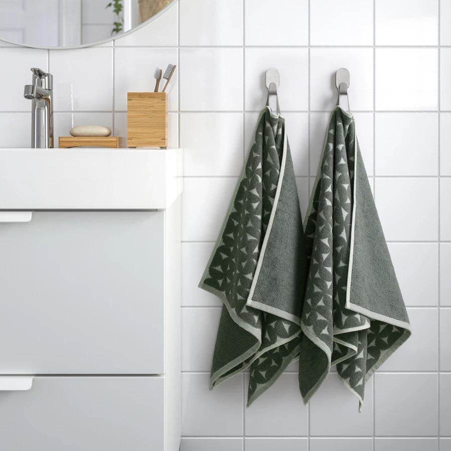Полотенце для рук - IKEA ÄNGSNEJLIKA/ANGSNEJLIKA, 100х50 см, зеленый, ЭНГСНЕЙЛИКА ИКЕА (изображение №4)