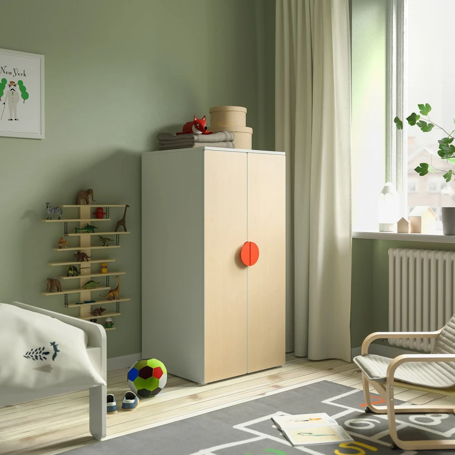 Шкаф детский - IKEA PLATSA/SMÅSTAD/SMASTAD, 60x57x123 см, белый/светло-коричневый, ИКЕА (изображение №2)