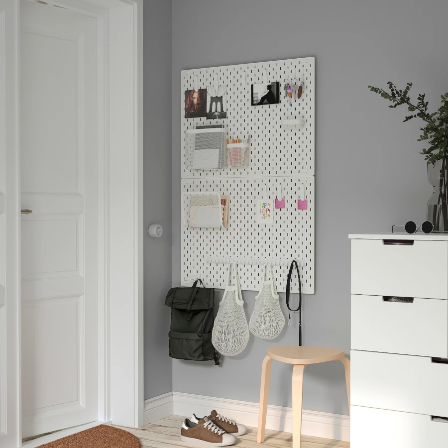 Комбинированная перфорированная доска  - SKÅDIS / SKАDIS IKEA/ СКОДИС  ИКЕА,  76х56 см, белый (изображение №5)