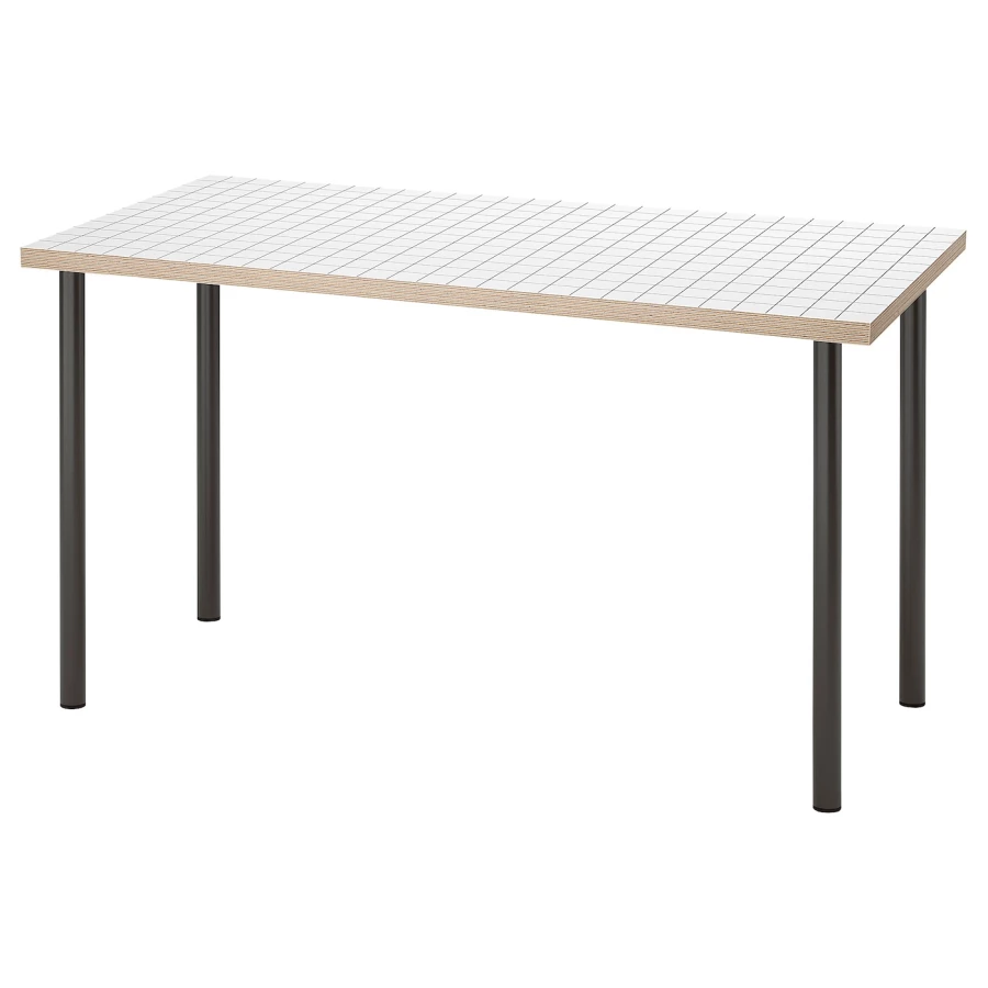 Письменный стол - IKEA LAGKAPTEN/ADILS, 140х60 см, белый антрацит/темно-серый, ЛАГКАПТЕН/АДИЛЬС ИКЕА (изображение №1)