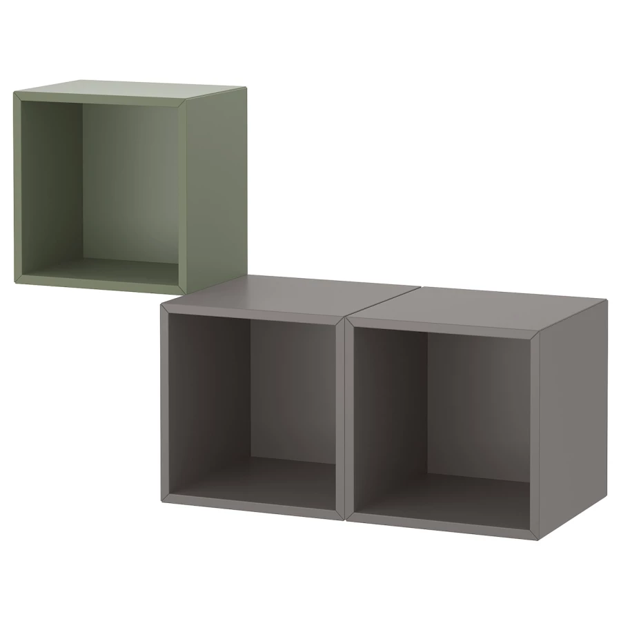 Комбинация для хранения - EKET IKEA/ ЭКЕТ ИКЕА,  105х70 см, темно-серый  /зеленый (изображение №1)