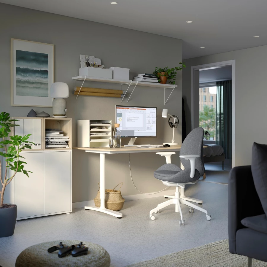 Офисный стул IKEA HATTEFJÄLL/HATTEFJALL, 68x68x114см, серый, ХАТТЕФЬЕЛЛЬ ИКЕА (изображение №4)